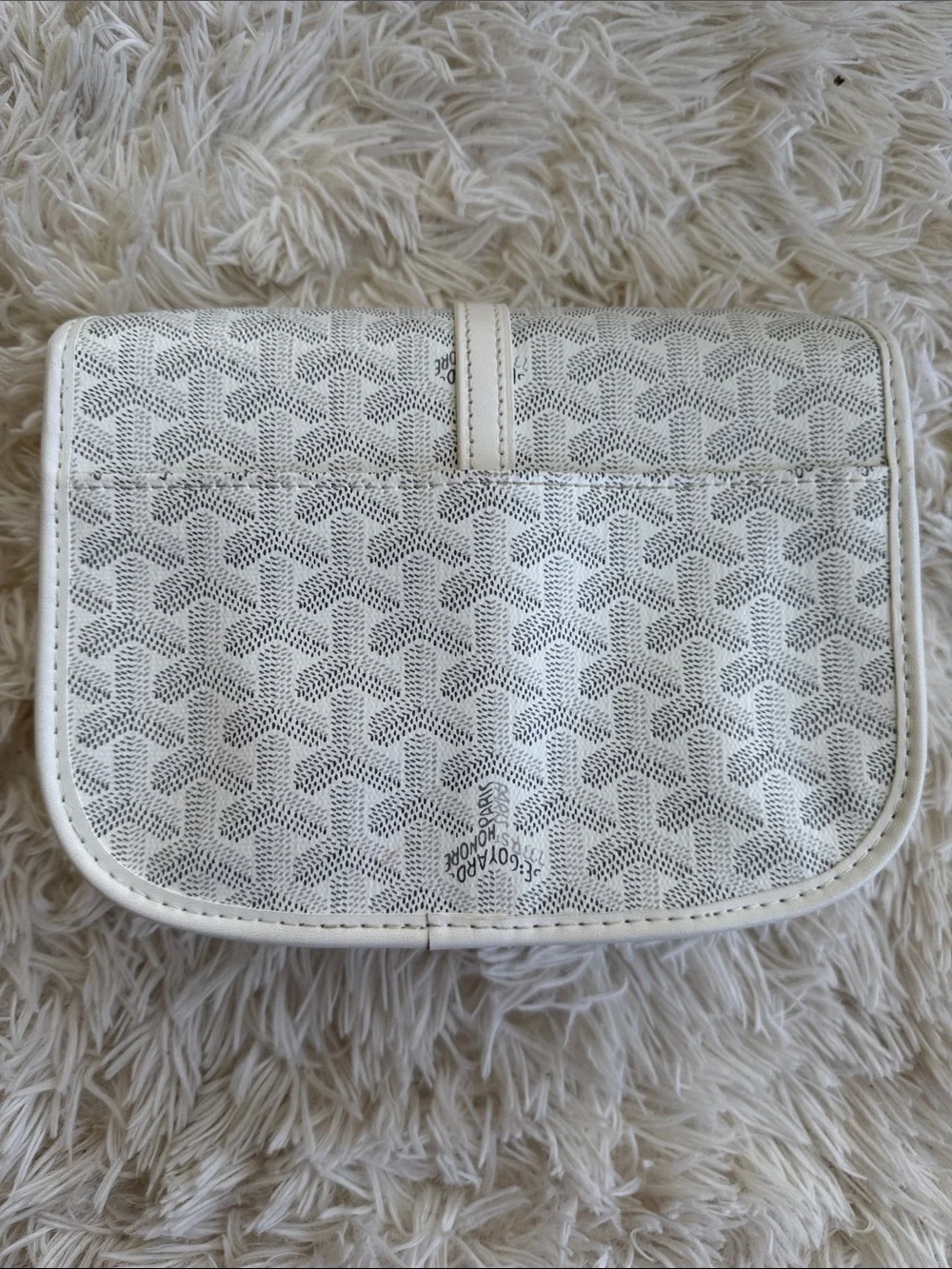 Belvedere PM White Goyardine Canvas Leather Messenger Clutch Bag